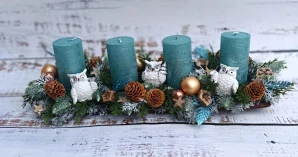 Adventní svícen se sovičkami