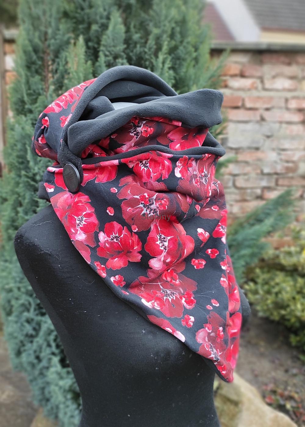 Šátko šála červené květy
