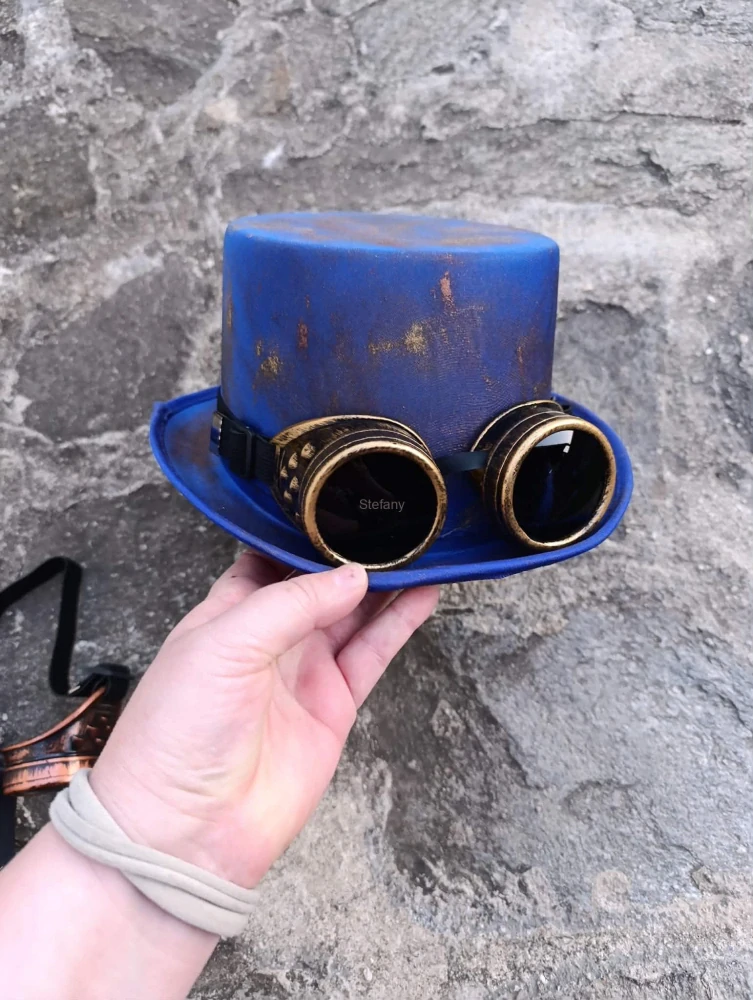 Klobouk steampunk modrý