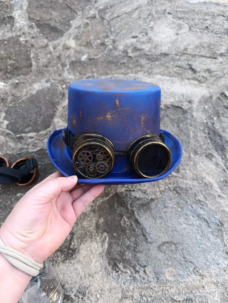 Klobouk steampunk modrý